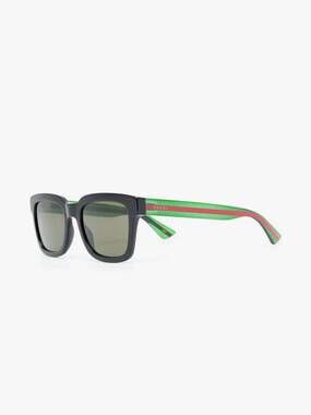 NEW GUCCI men's 0001sn wayfarer-frame sunglasses in black - green - red